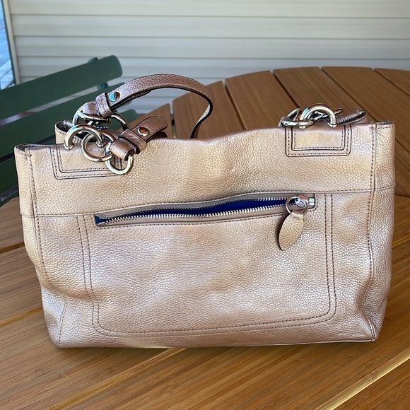 Coach L1160-F16531 Penelope pebbled leather carryall beige  teal interior - Picture 3 of 8